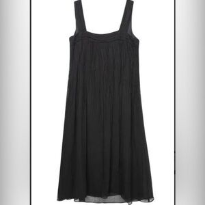 Eileen Fisher 100% Silk Lightweight Crinkle Chiffon Dress Black Size Large NWOT